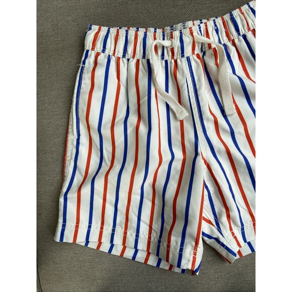 Hanna Andersson Patriotic Preppy Stripe Lined Swim Shorts Trunks Bottoms Boy 6-7 - Picture 2 of 10